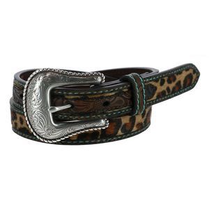 Ariat Girl's Leopard Print Western Belt, Brown